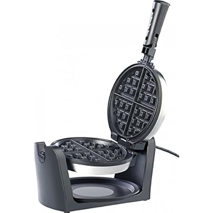 Rosenstein & Söhne Waffeleisen schwenkbar: 180° Drehbares Waffeleisen für Belgische Waffeln, Edelstahl, 1.000 W (Brüsseler Waffeln, Amerikanisches drehbar, Belgisches drehen)