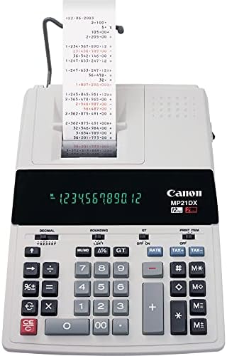 Canon CNMMP21DX Color Printing Calculator, AC Supply Powered, 3.7" x 9" x 12.2", White, 1 Each