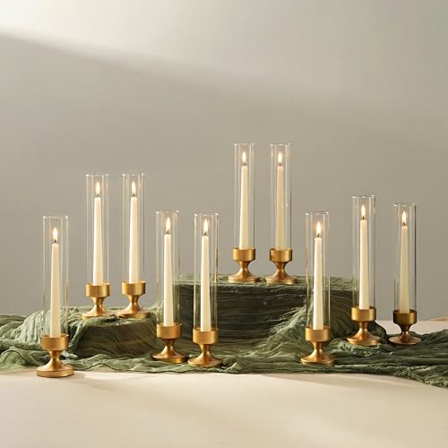 NUPTIO Hurricane Glass Candle Holder: Set of 10...