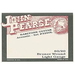 John Pearse Strings® 3260L Jeu de Cordes pour Guitare Acoustique Baritone – 80/20 Bronze – Standard Tuning – Light Gauge - Les Beatles, Paul McCartney, John Lennon, RIngo Starr, George Harrison