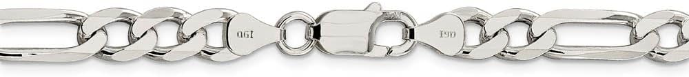 The Black Bow Men's 7.25 Sterling Silver Pave Flat Figaro Chain Necklace - Image 4