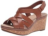 Clarks Women's Annadel Rayna Wedge Sandal, Dark Tan Leather, 7