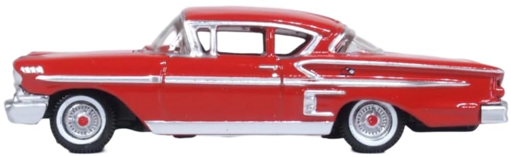 Oxford Diecast 1958 Chevy Impala Sports Coupe Rio Red 1:87 Scale 87CIS58003