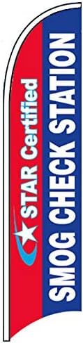 Star Certified SMOG Check Station - Windless Swooper Flag Feather Banner Sign 2.5x11.5 ft Tall (Flag Only) rbb