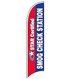 Star Certified SMOG Check Station - Windless Swooper Flag Feather Banner Sign...
