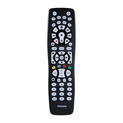 Philips Backlit Universal Remote Control, Works for Samsung, Vizio, TCL, HiSense, Sony, RCA, Panasonic, Roku, Apple TV, Smart TVs, Streaming Players, Blu-Ray, DVD, 8-Device, Black, SRP9488C/27
