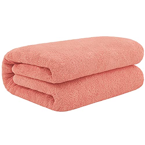 Cotton Paradise Oversized Bath Sheet, 100% Cotton 40X80 Clearance Bath Towel Sheet, Jumbo Large Bath Towel For Bathroom, Coral Bath Sheet #TOP2