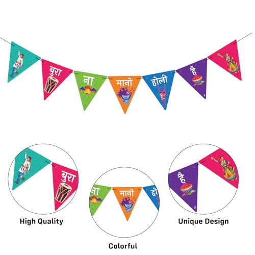 Image of Party Propz Holi Decoration Items for Home - 65 Pcs Holi Props for Decoration, Bura Na Mano Holii Hai Banner and Cutout Set, Vibrant and Eye-catching Design (Cardstock)
