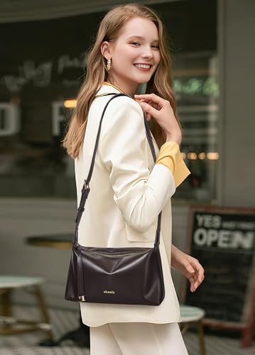 Shrrie Lightweight Shoulder Bag Purses for Women Soft Vegan Leather Crossbody Bags Shoulder Handbags Square with Adjustable Strap, Brown — view 3