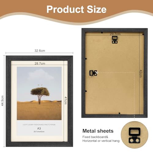 Image of 3 Pack A3 Picture Frame, Solid Wood Frames with perspex Front for Wall Mount 11.7 x 16.5 inch Photo Frame /Paintings Frames /Poster Frame /a3 certificate frame for wall and home decor,Office, Gallery
