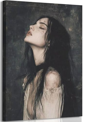 XLYFVLGF Dark Melancholy Bookish Canvas Wall Art Dark preppy wall decor picture Gothic Victorian...