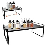 YOUNTHYE Etagere Cuisine Extensible 35 À 65 Cm   Noir   Étagère Cuisine Plan De Travail   Etagere Cuisine Étagère À Épices Empilable Pour Vaisselle Et Fournitures Armoires, Etc