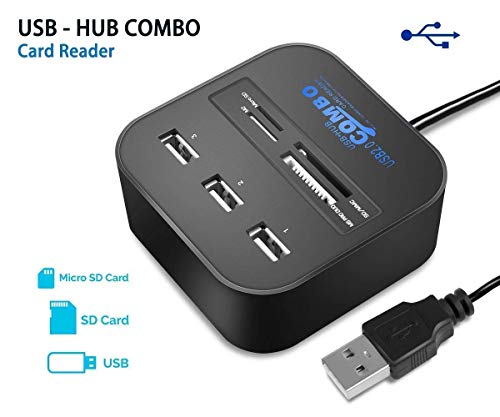 Image of USB Hub, USB Hub Combo 3 USB Ports and All in one Card Reader, USB 2.0, for Pen Drives /Cameras /Mobiles /PC /Laptop /Notebook /Tablet, Docking Station, MS /MS Pro /SD /Micro SD Support