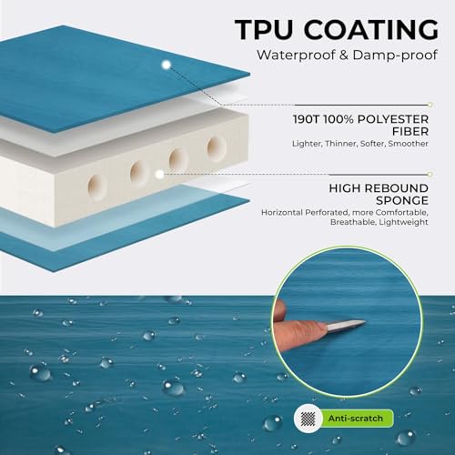FUNDANGO Camping Self-Inflating Sleeping Pad, Single Twin Size air Foam Mattress Cot with Pump Sack for Tents Car Van Outdoor Home - Thumbnail 3
