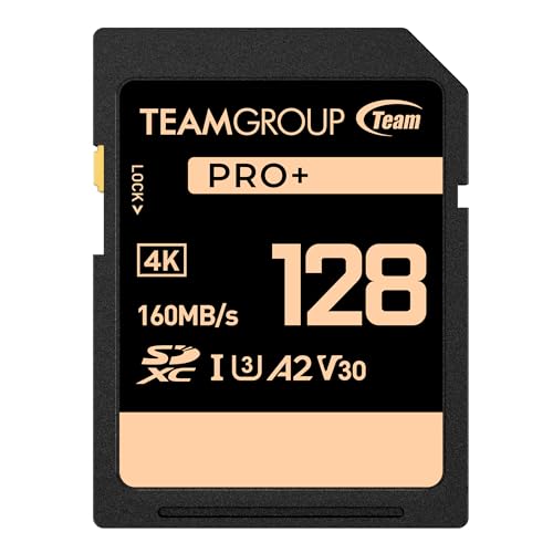 TEAMGROUP PRO 128GB UHS-I U3 A2 V30 4K UHD Read/Write Speed up to 160/90MB/s SDXC Memory Card for...