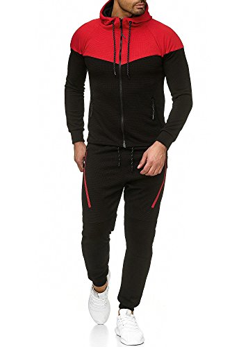 Preisvergleich Produktbild Violento Herren / Freizeitanzug / Fitness / Sportanzug / Trainingsanzug 0984 (L, Schwarz / Rot)