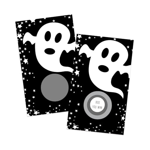 Halloween Ghost Scratch-Off Cards: Party Games for Baby Showers, 28 Pack Black & White Favors