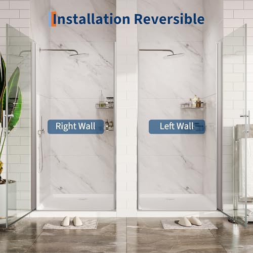 Image of 72 x 34 Inch Shower Doors with 1 /4 inch (6mm) Tempered Glass, Single Shower Door, Easy Installation for Modern Bathroom