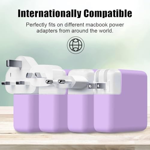 Image of Techmount Silicone Protective Cover with Silver Data Cable Potector Compatible with 29W /30W /35W MacBook Adapter Compatible with MacBook Air M2 M1 13 inch Models A2681 A2337 A2179 2020 (ONLY Cover)