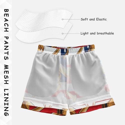 Swimming Shorts for Boys, Anti Chafe Swim Trunks Boys 2 T, Vintage Baseball Gloves4