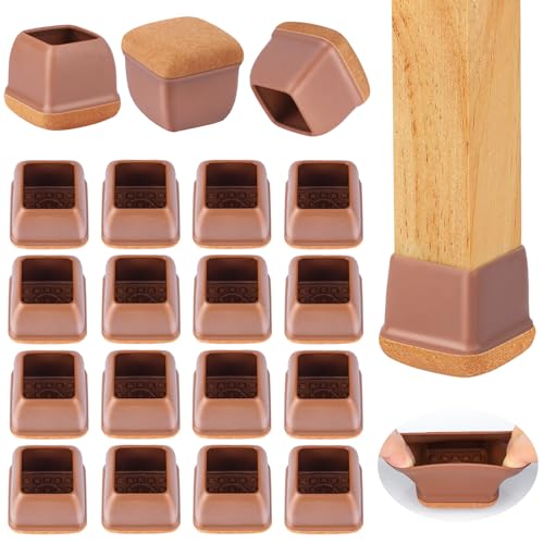 Image of 24-Pcs Extra Large Square Silicone Chair Leg Floor Protectors | Thick & Durable, Protect Hardwood Floors from Scratches & Noise, Fit Dining Table & Bar Stool Legs (Fits 1-2 /5 inch to 1-4 /5 inch)
