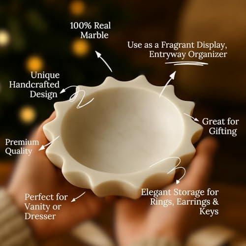 Image of SWADESHI BLESSINGS Handcrafted Marble Socket Urli Bowl for Home Decor | Traditional Decorative Bowl for Floating Flowers, Potpourri & Festive Decor Items | Pooja Decoration | Wedding /Return Gifts, 9 inch