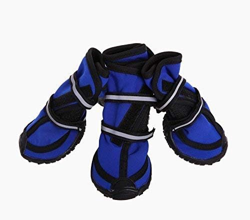 QBLEEV Pet Shoes Boots Dog Booties Waterproof Breathable Paw Protectors with Reflective Touch Fasten and Rugged Anti-Slip Sole for Small Medium Large Size Dogs (S, Blue)