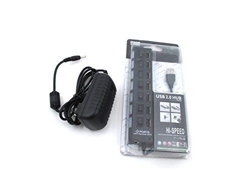 PowerTRC 7-port USB Hub | On/off Switch | Black | AC Adapter | Electronics | Office Supplies