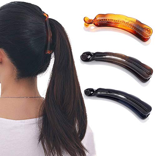 Runmi Bananen-Haarspangen, 3 Stück, schwarz, Schildpatt-Haar-Accessoires für Frauen und Mädchen