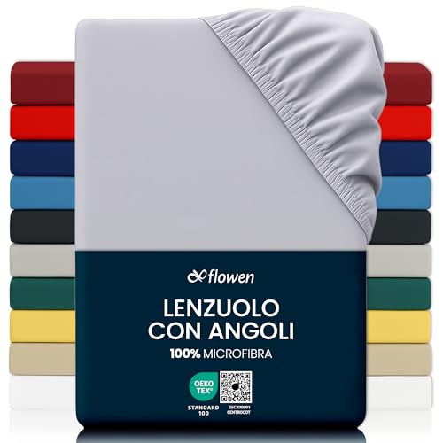 Lenzuola Matrimoniali con Angoli 160x190 cm Grigio Chiaro in Microfibra