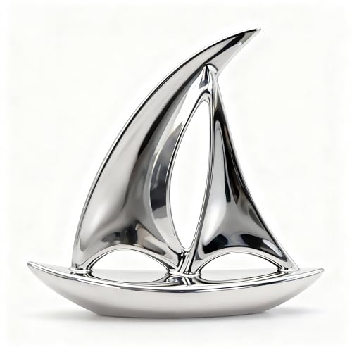 Figura Decorativa Barco de Cerámica Plateada 7.87 pulgadas miniatura 3