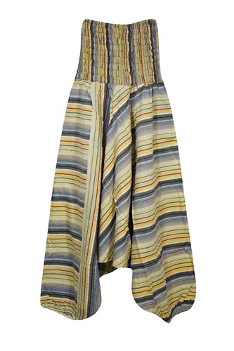 Boho Hippie Harem Pants Smock Waist Cuffed Yoga Pants with Drop Crotch Stonewashed Cotton Movement Pant S/M/L - Main Image
