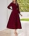 BTFBM Wedding Guest Dresses for Women Fall Fashion 2025 Casual Long Sleeve Floral Maxi Boho Homecoming Dress(Wine Red,Small)