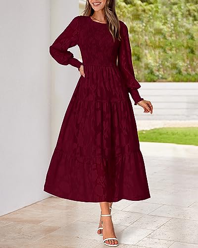 BTFBM Wedding Guest Dresses for Women Fall Fashion 2025 Casual Long Sleeve Floral Maxi Boho Homecoming Dress2