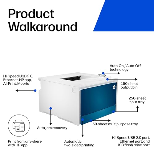 HP Color LaserJet Pro 4201dn Printer, Print, Fast speeds, Easy Setup, Mobile Printing, Advanced Security, Best-for-Small Teams. Ethernet & USB only. Not Wireless. White - image 3