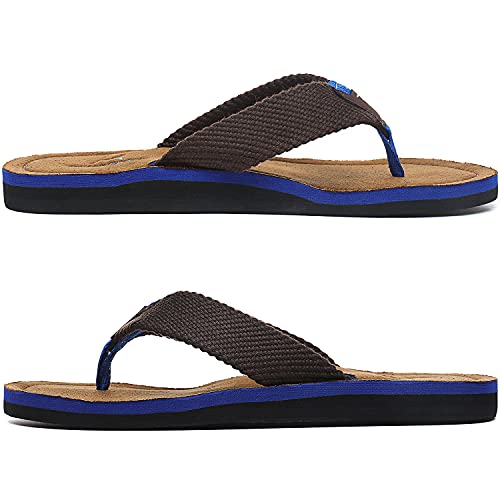 Image of Quickshark Mens Flip Flops Leather Thong Sandals Arch Support Beach Slippers