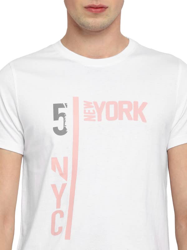 Image of AMERICAN CREW Printed Round Neck T-Shirt for Men