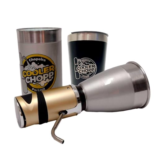 Cooler Chopp - Chopeira eletrônica portátil - Aluminio Verniz - ELEGANCE com copo Térmico