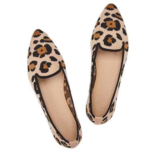 Image of Frank Mully Women's Casual Loafer Flats Slip On Loafer Shoes Comfortable Knit Flat Shoes Classics Pointy Toe Loafer Flats,for Work,Travel