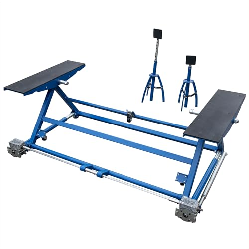 XK Portable Car Lift LM250T – 5511 lbs Auto Scissor Lift with Dual Platforms & 2 Adjustable Support Stands, Adjustable Width & Height, Heavy-Duty Vehicle Lift for Home Garage & Auto Repair Shop