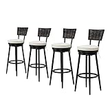 Sports Festival Outdoor Bar Stools Set of 4 Upholstered Bistro 360° Swivel Seat Top Armless Chairs w