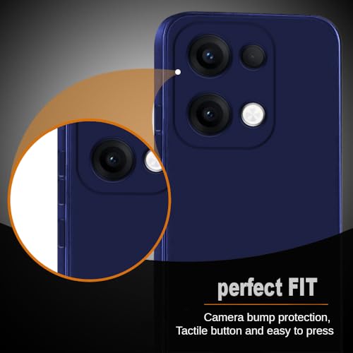 Image of Back Cover for Oppo Reno13 5G | Full Camera Protection | Premium Liquid Silicon Case | Flexible Bumper Case for Oppo Reno13 5G (Dark Blue)