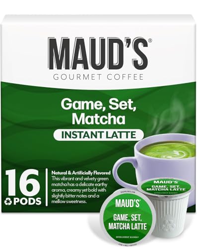 Maud's Matcha Latte Pods, 16 ct, Recyclable Single Serve Tea Pods - Compatible with Keurig K Cups Maker