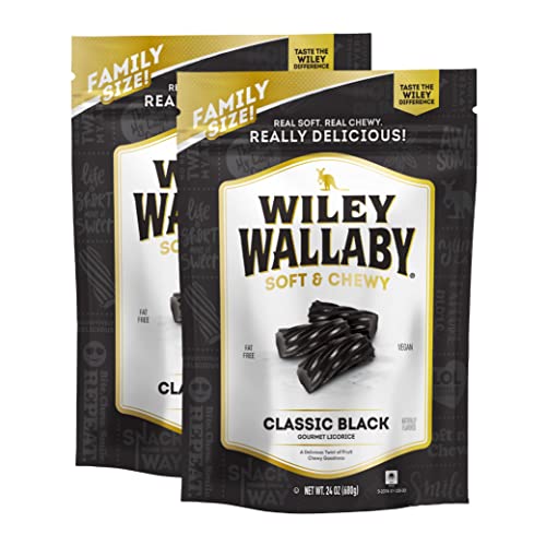 Wiley Wallaby Licorice 24 Ounce Classic Gourmet Soft & Chewy Australian Black Licorice Candy Twists,...