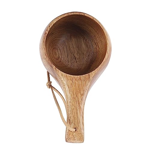 Tazza Artigianale in Legno diPerfetta per il Latte Tazza Finlandese Autentica da 220 Ml Meravigliose Tazze da Brodo Tazza da Brodo in Legno (Manico sottile)