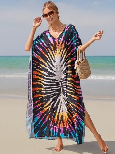 Image of Kaftan Dresses for Women Plus Size Bathing Suit Cover up Caftan Maxi Beach Dresses