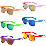 Eyegla 6 Stücke Neon Sonnenbrille Set Unisex Retro 80er Lustige Sonnenbrillen Party für Damen Herren und Kinder