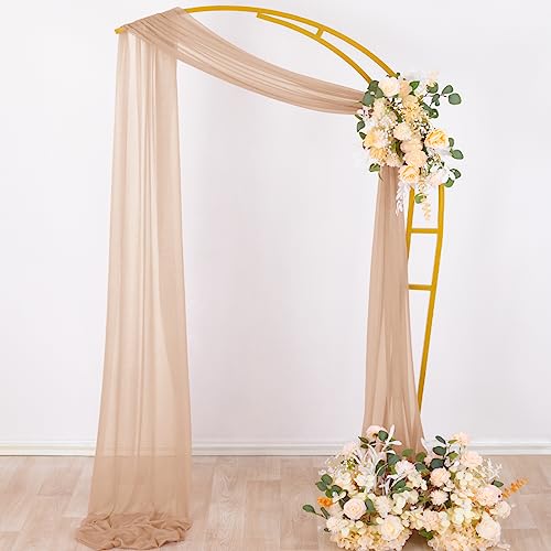 Image of Socomi Wedding Arch Draping Fabric 29 inch x 20Ft 1 Panel Nude Sheer Outdoor Curtain Drapes Extra Long for Bridal Baby Shower Ceremony Birthday Party Decor