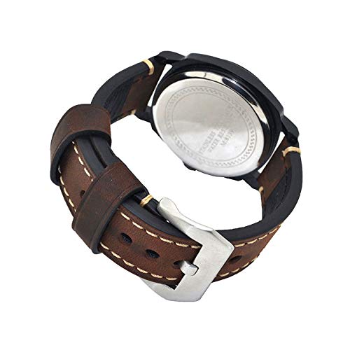Dark Brown 22Mm Genuine Leather Wristwatch Watch Band Oil Tan Vintage Strap For Men With Stainless Buckle #TOP3
