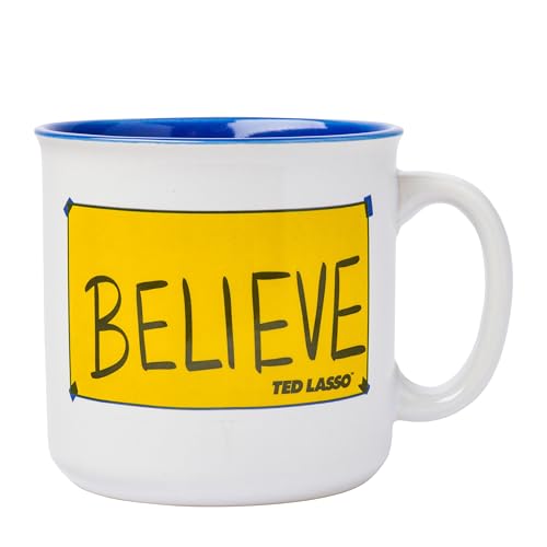 Silver Buffalo Ted Lasso Believe Ceramic Camper-Style Coffee Mug, 20 Ounces